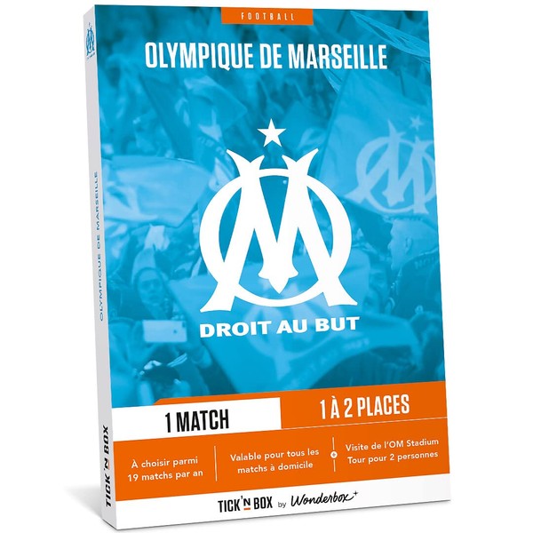 Tick’nBox – Coffret Cadeau 1 Match de Football de l’Olympique de Marseille – pour 1 à 4 Places Selon Le Match Choisi – idée Cadeau Supporters