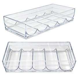 LazTeaSut 2-Pack Clear Acrylic Poker Chip Rack with Lid, 100-Chip Capacity per Tray (2)