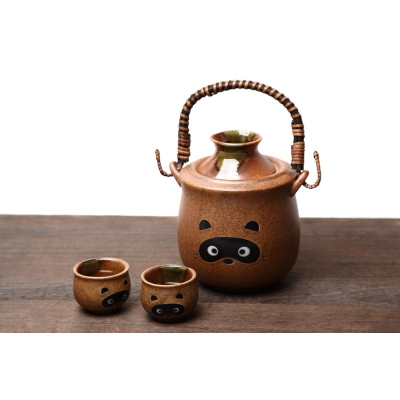 Traditional Japanese Pottery Sake Set - Exquisite Mino Ware Ceramic