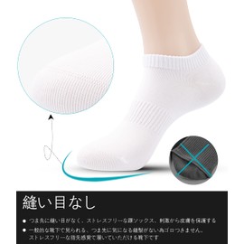 banerise Sneaker Socks, Ankle Socks, Plain, 100% Cotton (Excluding Elastic Thread), No Seam, Short, Unisex, 5 Pairs White