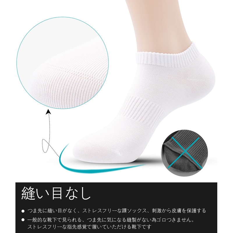 banerise Sneaker Socks, Ankle Socks, Plain, 100% Cotton (Excluding Elastic