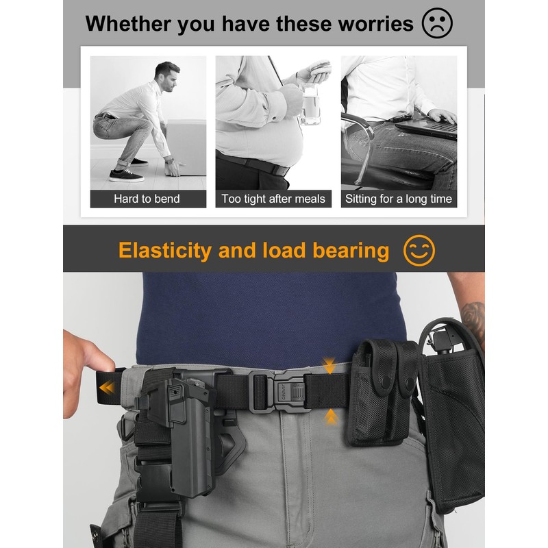 JUKMO Men's Tactical Belt with Lock, Military Work 1.5" Stretch