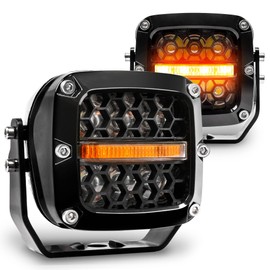 TRUE MODS 3" 120W LED Pods Offroad Driving Ditch Light Cube [Amber Turn Signal Marker Light] Off-Road Fog Lights for UTV ATV Jeep Wrangler Truck Pick-Up Auto - Black