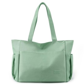 JIANLINST Women's Diaper Bag Tote Bag, Nylon, Large Capacity, Waterproof, Lightweight, 2-Way, Multi-functional, Popular, Stylish Crossbody Bag, green (light green)