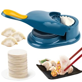 Dumpling Maker, Dumpling Maker, 2-in-1 Dumpling Shape Printing Dumpling Moulds, Ravioli Maker, Manual Dumpling Press, Skin Packaging, Dumpling Skin Maker, Dumpling Moulds, Blue