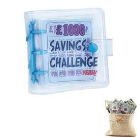 TAIAYERU £1000 Mini Money Saving Wallet 1000 Savings Challenge Binder UK with 25 Cash Envelopes Funny 100 Day Saving Challenge Saving Envelopes Money Wallets for Saving-Blue