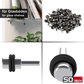 SOTECH Pack of 100 Glass Floor Support for 3 mm Drill Hole with Rubber Rings for Wooden and Glass Floors