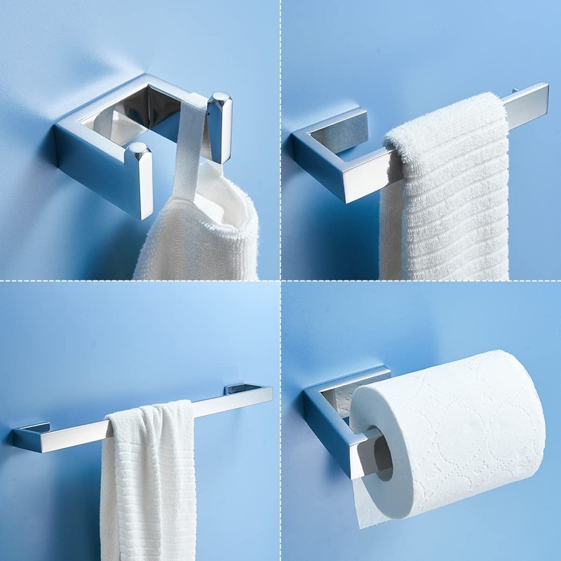 Fapully 5 Piece Bathroom Hardware Accessories Set Stainless Steel Wall