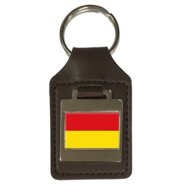 Paderborn City Germany Flag Leather Keyring with Engraving, silver