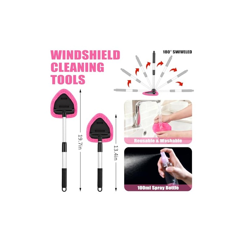 AUTODECO Windshield Cleaner Tool, 17Pcs Car Interior Detailing Kit, Detailing