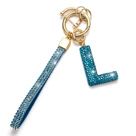 HAISWET Initial L Letter Key Chains for Car Keys Blue Keychain Lanyard Car Keychain Key Chain