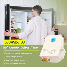 OEM 5304526183 Refrigerator/Freezer Defrost Timer for Frigidaire and Westinghouse (6hr 40min) 5304522331 4960382 AP7014390 PS16227343 EAP16227343, Frigidaire Defrost Timer Replacement A12859004/C