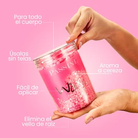 PASSINI Cera en perlas Cereza 320g para depilar PIEL SENSIBLE. No necesita telas. INCLUYE APLICADOR