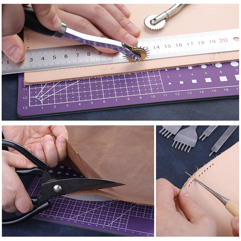 183Pcs Leather kit,Leathercraft Working Tool Kit with Saddle Making Tools