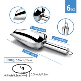 6 Ounce Stainless Steel Ice Scoop, Utility Metal Ice Scooper for Kitchen Freezer Bar Wedding Party, Multipurpose Small Scoop for Sugar/Flour/Pet Food/Popcorn/Dry Goods, Dishwasher Safe