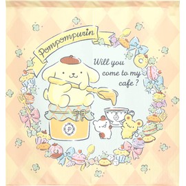 Noren Workshop 11885 Pompompurin Interior Goods Sundries Noren Tapestry Poster Width 33.5 x Length 35.4 inches (90 cm) Sanrio Characters Tea Party