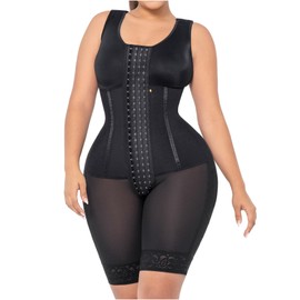 MARIAE FAJAS RA001 Colombianas Reductoras y Moldeadoras Tummy Control Shapewear Bodysuit with Elastic Bones - Black - 3X-Large