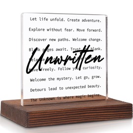 Unwritten words Desk Decor, Motivational, Mental Health, Positive Inspirational Quotes, Love yourself, New Life Gifts for Home Office Decorations Acrylic Decorative Signs Plaques WOW56