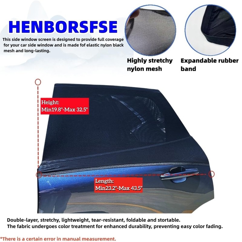 Car Rear Side Window Sunshade-2 Pack,Screen car Camping Trip,Breathable Soft