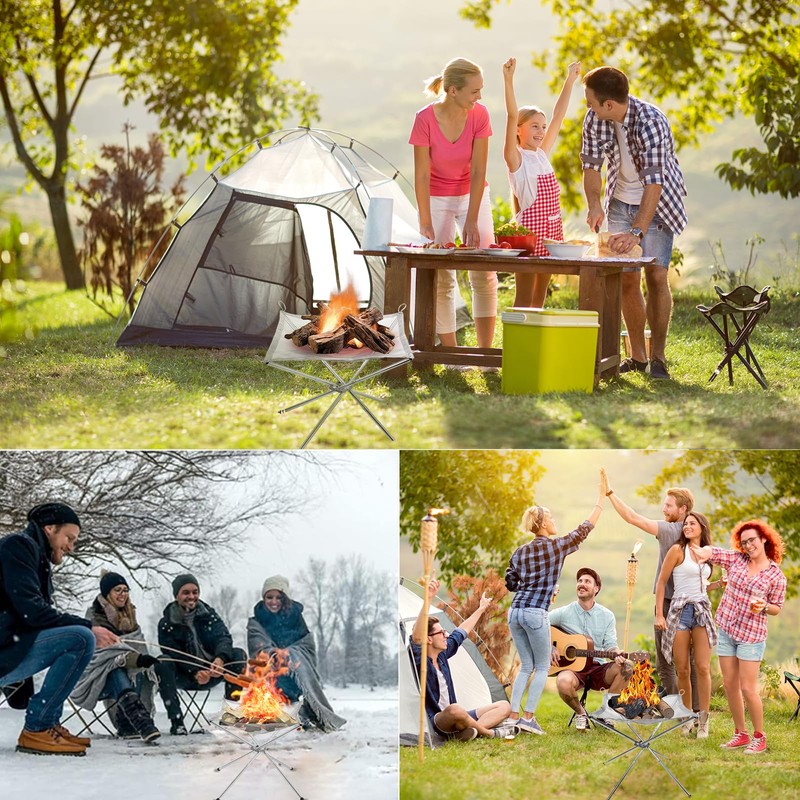 22 inch Portable Outdoor Fire Pit for Camping Upgrade Foldable