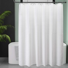 AmazerBath 240GSM Waffle Shower Curtain, 72x72 Inches Waffle Shower Curtain, Fabric Washable Shower Curtain with Waffle Weave, Heavy Duty Hotel Quality Bathroom Shower Curtains - Color: Matt White
