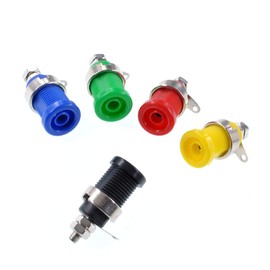 Oiyagai 10 Pcs 4mm Banana Socket, Binding Post Banana 4mm, Banana Socket Plug with Safety Protection (5 Color, Red, Yellow, Black, Blue, Green)