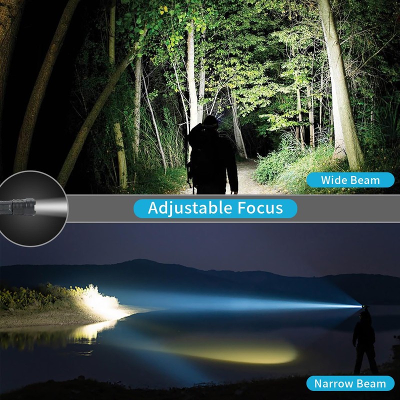2 Pack LED Rechargeable Flashlights, 90,000 High Lumens Super Bright