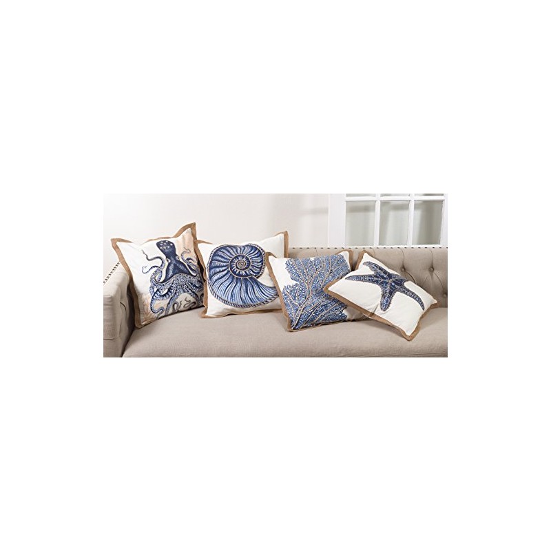 SARO LIFESTYLE 5432.NB20S Sea Fan Coral Print Down Filled Throw