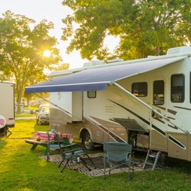 HBN RV Awning Fabric Replacement, 14'2" Fabric Length for 15' Awning, Heavy-Duty Vinyl, Weather Resistant, Universal Outdoor Canopy for RV, Trailer, and Motorhome Awnings - Blue Fade