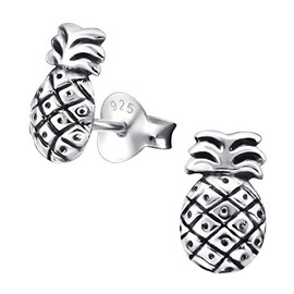Laimons Women's Stud Earrings Women's Jewellery Pineapple Oxidised Sterling Silver 925, Silver
