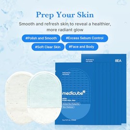 Almohadillas Zero Pore Peel (8 unidades) | Guante suavizante para cara y cuerpo | Extracto de arroz, AHA natural y pantenol | Almohadillas de algodón orgánico y microfibra de doble cara | Pulimento