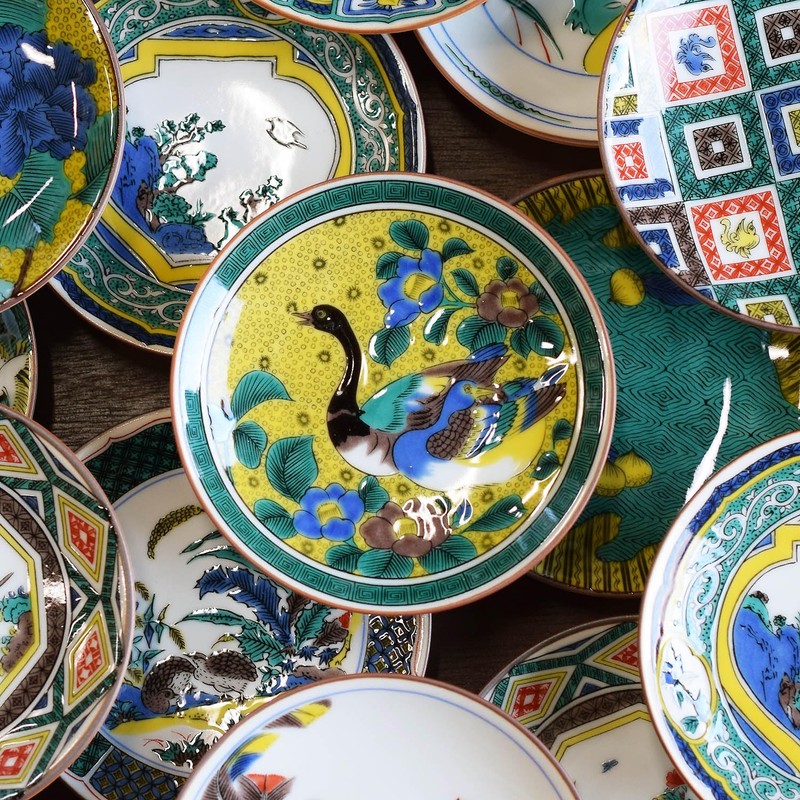 Stylish Kutani Ware Dish, Specialty, Bean Plate, Yoshidaya Twin Duck