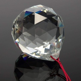 Petrichor Clear Crystal Hanging Ball Feng Shui Prisms Sun-Catcher Window Decorative Good Luck Prosperity - Home Decoration/Gifting (40 mm/Pack of 2)