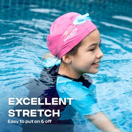 COOLMATE Fabric Swim Cap for Adult Women Men Kid 3 4 6 8 14 16, Silicone Water Resistant Layer, Cloth Swim Cap Gifts for Swimmers, Lightweight for Pool, Lap Swimming (1 pc) (Dark Pink, S)