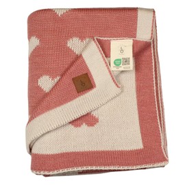 Little Dedi Alina Baby Soft Knitted Blanket, 80 x 100 cm, Cuddly Hearts, Soft and Breathable, Oeko-Tex Certified, Lightweight and Cuddly, Perfect for Newborns, Toddlers, Cot, Pram