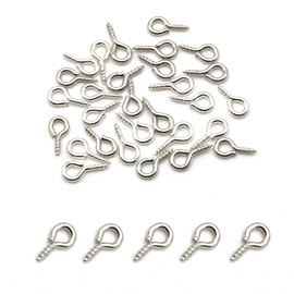 LYHMHAMY Screw Heaton 0.16 x 0.3 inches (4 x 8 mm), Silver, 100 Pieces, Handmade UV Resin Set, Key Chain, Metal Clasp, String Fastener
