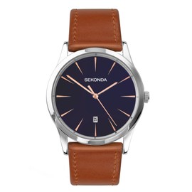 Sekonda Mens Quartz Watch, Analogue Classic Display and Tan PU Strap 1559.27