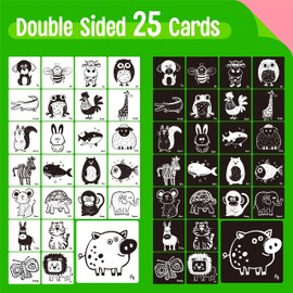 25 PCS Baby Visual Stimulus Cards, Double-Sided High Contrast Black and White Flashcards Sensory Developmental Montessori Cards Set for Newborn Boy Girl Baby 0-3 Months Tummy Time (5.5” X 5.5”)
