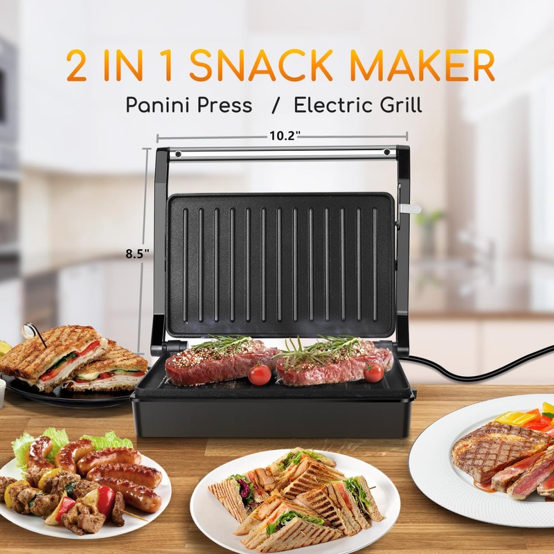 Panini Press Sandwich Maker, Aigostar 1000W Sandwich Press Grill with