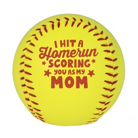 TeesAndTankYou I Hit a Homerun Scoring You as My Mom 12" Yellow Softball for Sports Moms