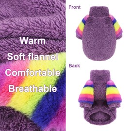 YIKEYO Dog Sweaters for Small Dogs, Chihuahua Fleece Clothes, XS Dog Clothes Winter Warm Puppy Sweaters Boys Girls, Rainbow Sleeve Dog Sweater，Tiny Dog Outfits for Teacup Yorkie (Purple, X-Small)