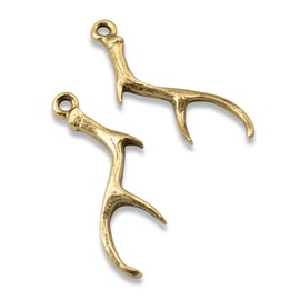 Generic Nunn Design Antler Charms 2-Pack - Gold Plated Pewter - Artisan Jewelry Making - Rustic Elegance - Nature-Inspired Jewelry