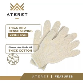 ATERET 12 Pairs Cotton Polyester Gloves, String Knit Work Gloves Liner,...