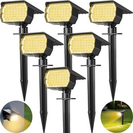 Tadyreal Solar Spot Lights Outdoor 6 Pack, [46 LED/3 Modes] Solar Landscape Spotlights Waterproof, 2-in-1 Auto On/Off Solar Powered Lights for Outside Yard Garden Wall Pathway(Warm White)
