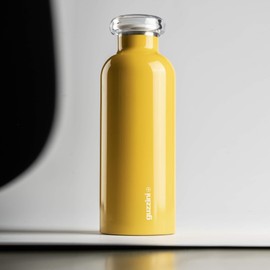 Guzzini - On The Go Energy Thermos Flask, Stainless Steel Ochre, Diameter 7.3 x Height 21.2 cm | 500 cc - 116700165