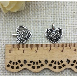 8 pcs New VINTAGE FILIGREE HEART DESIGN Charm Tibetan Silver 17 x 15mm FREE SHIP