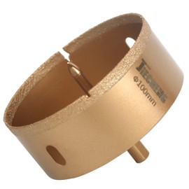 JIECHENG Brazed Diamond 4 inch Hole Saw with Center Drill Bit for Ceramic,Porcelain,Tile,Glass,Granite Quartz,Marble,Gemstone,Dry Drilling 100mm