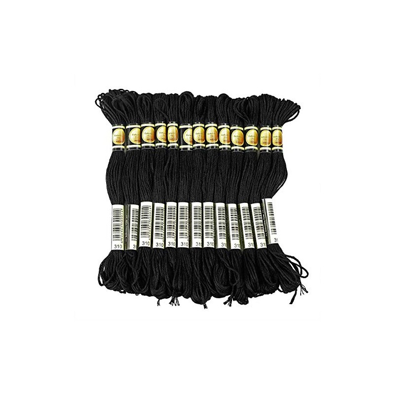 Black Embroidery Floss, 24 Skeins Embroidery Thread Friendship Bracelet String,