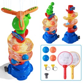 Sprinkler Set for Children, Pleafind 3-in-1 Children's Outdoor Water Toy, Helicopter Rotating Sprinkler, Ball Catching Game, Dolphin Rolling Ball for Children from 3 Years, for Boys and Girls