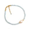 Gempires Aquamarine Gemstone Bracelet with Freshwater Pearl, Beaded Bracelet, Pearl
